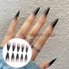 Yanlış tırnaklar 24pcs keskin uç stilettos sahte çivi siyah ekstra uzun sahte tırnaklar stiletto ipuçları uv jel manikür kolay yapay tırnaklar salon x0826