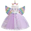 Girl's Dresses Baby Girls Unicorn Tutu Dress Pastel Rainbow Princess Girls Birthday Party Dress Children Kids Halloween Unicorn Perform Costume 230825