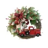 Decorações de Natal Red Truck Wreath Decoração Produto Porta Pendurada Fazenda