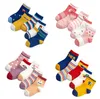 Nuevos calcetines de algodón suave para bebés, niños, niñas, bebés, lindos calcetines de moda para bebés con rayas y puntos de animales de dibujos animados 0-3 meses Otoño Invierno Gif