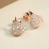 top quality dupe brand 925 sterling silver dress crystal stud earrings for women rose gold plated