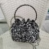 الأكياس المسائية Delmonde العصرية الجديدة Rhinestone Tassel Bucket Women's One Counter Crossbody Bag Bag 230815