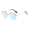 Half Rame Metal Sunglasses Men Men Man Brand Designer Semi Rimless Sun Gradient Gradient obiektyw Oculos de Sol Uv400