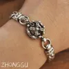 Link Bracelets American Street Vintage Handmade Old Woven Charm Bracelet Solid Crown Side Chain Jewelry