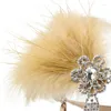 Pinzas para el cabello, diadema con temperamento para niña, diadema llamativa con diamantes de imitación y plumas para carnavales