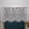 Cortina francesa con doble perla, parte inferior de encaje, corta, transparente, americana, bordada de alta calidad, medio hilo, cortinas para ventana, puerta de cocina