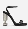 Modedesign polerade kalvskinn sandaler skor med strass klackar keira svart patent läder party bröllopsklänning eleganta pumpar eu35-43 med låda