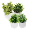 Decorative Flowers 4 Pcs Artificial Potted Desk Fake Bonsai Decors Plastic Plants Indoors Ornaments Office Table Decorations