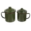 Wine Glasses 2 Pcs Army Green Enamel Mug Vintage Mugs Durable Water Cups Travel Drinking Coffee Lovers Practical Tea