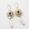 Dangle Earrings GuaiGuai Jewelry Cultured White Coin Pearl Keshi Gold Color Hook Eye Handmade For Women Fashion