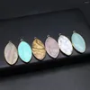 Charms 2 PCS Natural Semi-Precious Stones Oval Pendant In Random Colour Delicate Shape For DIY Jewelry Making Handmade Earring Necklace