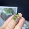 Bagues de cluster plus grande vente bijoux fins réel 925 argent plaqué or bague diopside taille émeraude gemme naturelle 4x6mm taille cadeau pour femme