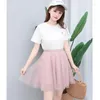 Kjolar 2023 Fairycore White Tulle koreansk modestil mini kjol för kvinnor tjej veckade korta höga midjekläder harajuku