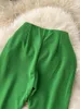 Kvinnor Pants Summer Green/Black/White/Rose Red Mesh Patchwork Flare For Women Elegant High midje Wide Leg Hip Hop Dancing Trousers