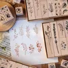 Adhesive Stickers 22 Pcsset Wood Mounted Rubber Stamps Plant And Flower Decorative Wooden Stamp Set For Diy Craft Diary Scrapbooking 230826