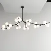 Lustres Pós Modernos Bolas De Vidro LED Luzes Pingente Ramos Estilo Lâmpada De Teto Sala De Jantar Quarto Luminárias