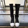 High Quality Women's Designer Long Boots Fashion Elastic Cowhide Thick Sole Martin Boots Show Party Outdoor Over Knee Short Shoes Size 35-40