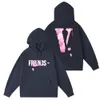 Felpa con cappuccio di marca americana VLONE uomo donna cotone a maniche lunghe rosa Graffiti V lettera stampa sul retro tendenza Street Luxury qualità top Felpe con cappuccio Felpe con cappuccio