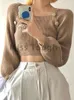 Frauen Blusen Beige Elegante Mode Gestrickte Tops Frauen Taste Koreanische Casual Party Weibliche Lange Hülse Designer Vintage Lose 2023