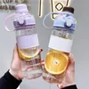 Water Bottles 700ML Kid Kafer Capacity Bottle Square Kettle Portable Cute Sports Straw Jug With Shoulder Strap Drink Large Summer