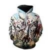 Men's Hoodies Vintage Men Printed 3D Ancient Soldier Crusader Black Hoodie Spring Autumn Oversized Long Sleeve Clothes Coat Tops