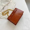 2022 Nieuwe Vrouwen Vierkante Flap Bag Voor Vrouwen Keten Ontwerp Krokodil Patroon Pu Lederen Crossbody Tas Avondfeest Clutch