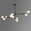 Żyrandole nowoczesne szklane kulki LED Lights Lights Branch Style Lampa sufitowa Living jadalnia sypialnia Oświetlenie