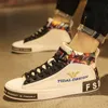 Klänningskor Fashion Print White Mens High Top Sneakers äkta läderdesigner Brand Luxury For Men Zapatillas Hombre 230825