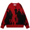 Men's Sweaters Jacquard Pullover Men's Sweater Autumn Knitwear Sweaters for Man Unisex Clothing Black Red 230826