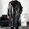 Men's Trench Coats 2023 Autumn And Winter Windbreaker Long Coat Night Show Bright Face Cool Hoodie Jackets For Men