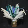 Decorative Flowers Blue Phragmites Artificial Plants Dried Grass Bouquet Boho Home Decor For Wedding Party Table Festive Decoration