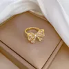 Anillos de racimo Full Zircon Crystal Bowknot para mujeres Niñas Y2K Anillo de dedo de apertura dulce Accesorios de fiesta lindos Regalo romántico