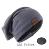 Bérets Mode Hiver Chaud Tricoté Bonnets Hip Hop Unisexe Ajouter Velet Baggy Skullies Casual Doux Turban Chapeaux En Plein Air Pliable