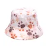 Wide Brim Hats Bucket Hats Cute Paw Print Fisherman Hat Faux Rabbit Fur Plush Hat Outdoor Trend Fisherman Casual Winter Warm Fluffy Bucket Hat 230826