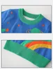 Kazak kış bebek bebek kıyafetleri karikatür sweater boşluk desen uzun kollu o boyun kalın mavi kazak üstleri çocuklar için 2-7y 230826