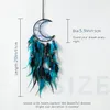 Double Moon Dream Catcher Wall Decor för vuxna pojkar flickor handgjorda svartblå fjäder drömfångare dekoration122875