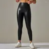 Women's Leggings Women Black Pu Leather Pants High Waist Sexy Trousers Thick Stretch Pantalon Mujer