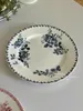 Plates Dining Plate Blue Flower French Dessert Cake Disc Ceramics Gift Light Luxury Dried Fruit Tray Household Kitchen Printing