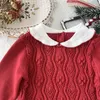 Pullover Christmas Knitted jesienna zima Zima Sweter dziecięcy bawełniany chłopiec dziewczynka dzianina Sweter ciepłe czerwone dziecko świąteczne ubrania 230826