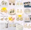 Mixed 18K Gold Plated 925 Silver Luxury Brand Designers Letters Stud Geometric Famous Women Round Crystal Rhinestone Pearl Earring Wedding Party Jewerlry 500Style