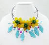 Choker Classic Charm Semi-Precious Stones Weaving Flower Necklace19 "