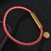 Charme Pulseiras Simples Jóias Vermelho Rosa Trançado Pulseira De Couro Mulheres Homens Aço Inoxidável Ímã Fivela Casais Bangles SP0716