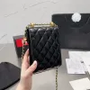 Klasik elmas kafesi çekip ve altın top telefon çantaları ile lüks totes tasarımcı torbası omuz çantası lazer mini kadınlar moda metal zincir crossbody çanta