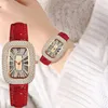 Horloges Sdotter Damesmode Volledige boor Gypsophila Quartz Horloges Pigeon Egg Design Dameshorloge Luxe lederen band Rome Vintage