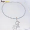 AZ Cursive lettres nom pendentif collier glacé Bling 5A cubique Zircon CZ argent couleur lettres charme HipHop bijoux 230826