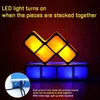 Objets décoratifs Figurines Empilable Veilleuse DIY Puzzle Nouveauté LED 7 Couleurs 3D Tangram Lumière Maison Chambre Lampe de Bureau Enfants Adolescents Cadeau d'anniversaire Idéal 230826