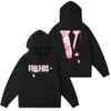 Felpa con cappuccio di marca americana VLONE uomo donna cotone a maniche lunghe rosa Graffiti V lettera stampa sul retro tendenza Street Luxury qualità top Felpe con cappuccio Felpe con cappuccio