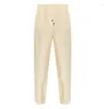Pantalon en lin Simple pour femmes, couleur unie, décontracté, taille haute, jambes larges, Style printemps et été