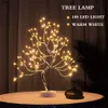 Objets décoratifs Figurines LED veilleuse Mini arbre de Noël fil de cuivre guirlande lampe pour enfants maison chambre fée lumière éclairage de vacances 230826