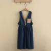 Plus Size Dresses 2023 Autumn Clothes Women Dress Loose Drawstring Waist Casual Blcok Color Denim Sundress Curve S6 5653